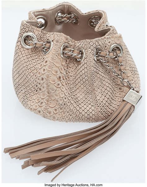 chanel python drawstring bag